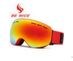 Anti Glare Red Ladies Mirrored Ski Goggles Uv Protection With Tpu Frame