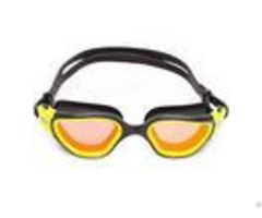 Brown Mirror Gold Lens Silicone Swimming Goggles Comfortable Straps For Men And Women