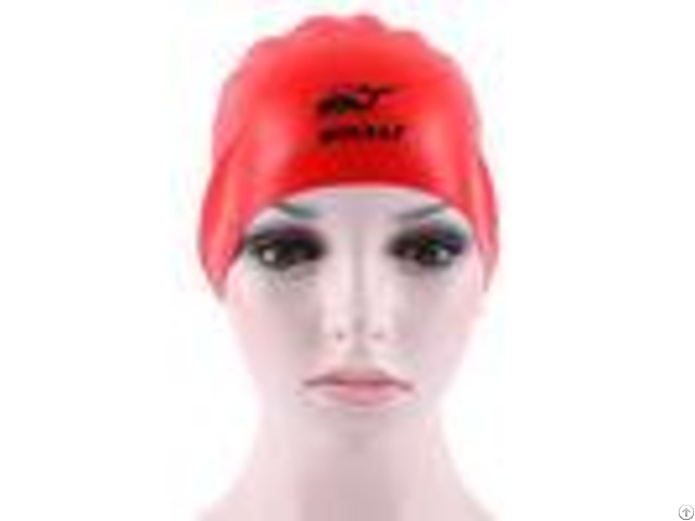 Premium Red Black Silicone Swimming Caps Wrinkle Free Reversible Cap With Print Logo