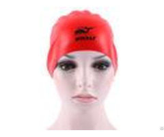 Premium Red Black Silicone Swimming Caps Wrinkle Free Reversible Cap With Print Logo