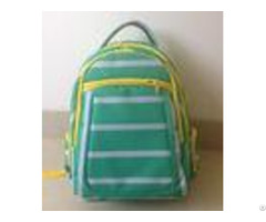 Oem Odm Green White Polyester Striped High School Backpacks With Laptop Pocket
