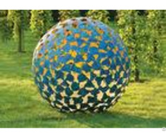 Large Luminous Sphere Painted Metal Sculpture For Garden Decoration 100cm Dia
