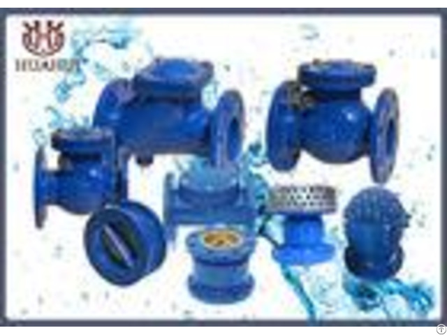 No Noise Ductile Iron Swing Check Valve Rubber Seal Blue Color For Water