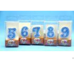 Hand Painting 0 9 Number Candle With White Edge Blue Backgrand And Yellow Star