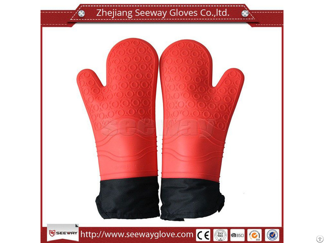 Seeway F200 Silicone Oven Mitts Extra Long Cotton Lining