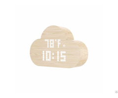 Alarm Digital Table Wooden Clock With Humidity And Temperature Function