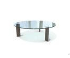 Modern 15mm Glass Top Hotel Coffee Table Stainless Steel Solid Wood Legs