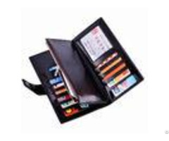 Oil Wax Leather Black Clutch Bag With Multi Card Position Thin Long Trifold Womens Wallet