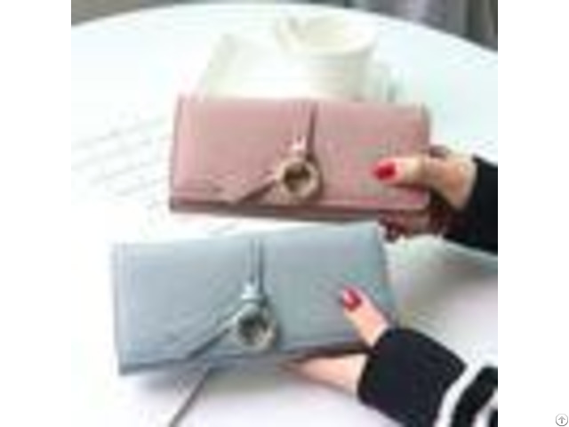 Metal Circle Belt Knot Womens Credit Card Holder Wallet Multi Functional Students Pu Leather Clutc