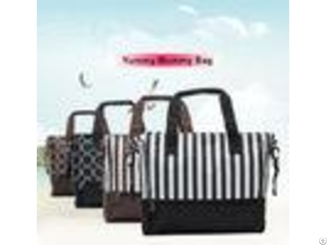 Stripe Dot Printing Zipper Breathable Baby Boy Diaper Bags For Pregnant Mother