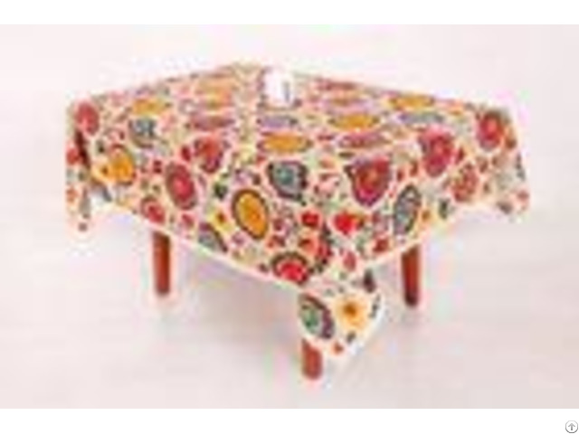 Sun Flower Pattern Custom Printed Tablecloths With Elegant Lace Trim