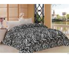 Zebra Pattern Full Bed Comforter Set With Printed Flannel Fleece Front
