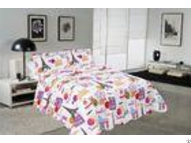 Modern Style Printed Quilt Set With Classic Ticking Printing For Bedrooms