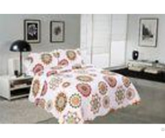 Sun Flower Pattern Printed Quilt Set Needle Punched Cotton Bedspread And Coverlet