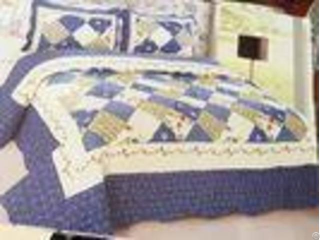 Blue Checkered Home Bed Quilts Soft Touch For Indoor Household Decoration