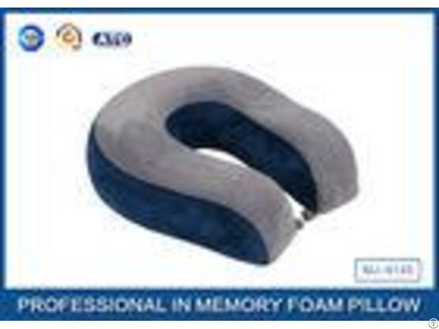 Comfort Automotive Plane Poly Jersey Inner Memory Foam Travel Neck Pillow With Button