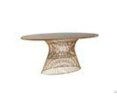 Real Wood Oval Coffee Table 70w 38 25d 30h With Golden Bronze Metal Base