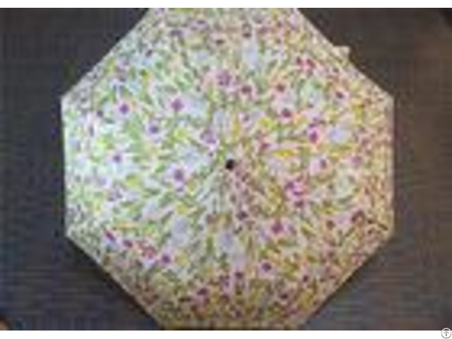 Manual Open Transparent 3 Fold Umbrella Pink Flower Printed 21 Inch 8 Ribs