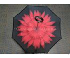 Durable Creative Reverse Folding Umbrella With Flowers Inside Manual Open