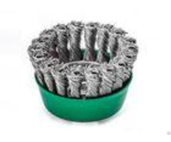 Weld Cleaning Knotted Wire Cup Brush Green Body 3 Inch Od With M10 Nut