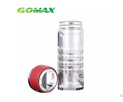 Fashion 350ml Transparent Vacuum Double Glass Silicone Infuser Hydrogen Water Bottle With Built In
