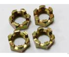 Non Standard Fastener Hexagon Slotted Nut Yellow Zinc Plated For Truck Spare Parts