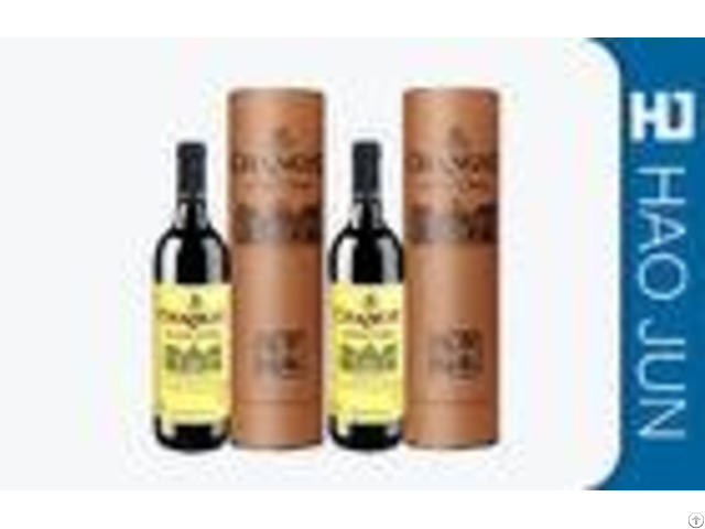 Brown Packing Cardboard Wine Tubes Cylinder Round Shaped For Gift