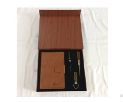 Notebook With Pen And Letter Opener Keychain In Wood Grain Gift Box For Vip