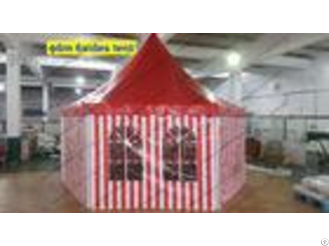 Six Sides Red And White Pvc Cover Outdoor Pagoda Marquee With Transparent Windows