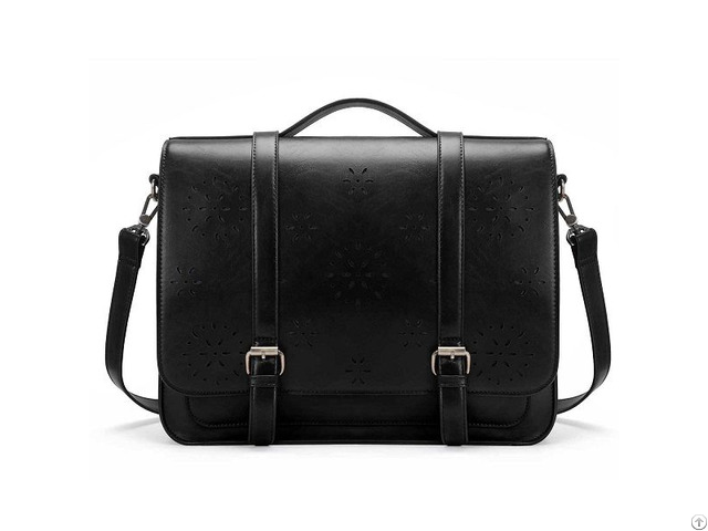 Vintage Womens Briefcase Pu Leather Laptop Backpack Hollowed Out Messenger Satchel