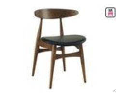 Curved Back Wood Restaurant Chairs Black Leather Seats With Hansen Design