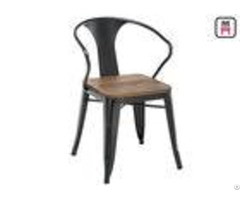 Tolix Arm Metal Restaurant Chairs Wood Seats Commercial Outdoor Furniture