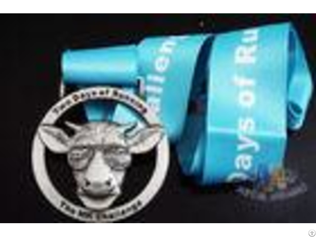 Deer Head Logo Metal Award Medals And Ribbons Nickel Plating 3d Mold Design