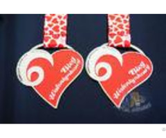 2d Double Side Red Heart Medal Die Cast Craft Medallions Corrosion Resistant