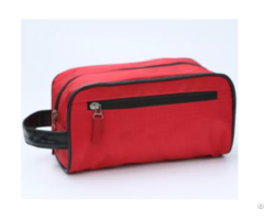 Red Oxford Cloth Pu Handle Cosmetic Bag