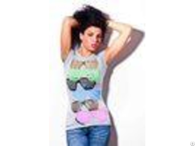 Womens Short Sleeves Tshirt Round Neck Glasses Printing Front