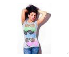 Womens Short Sleeves Tshirt Round Neck Glasses Printing Front