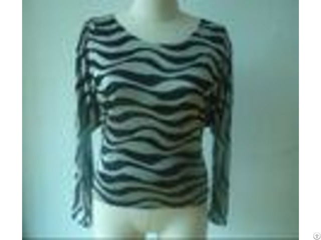 Zebra Metallic Printing Womens Fashion Tops Back Drapped Girls Casual T Shirts