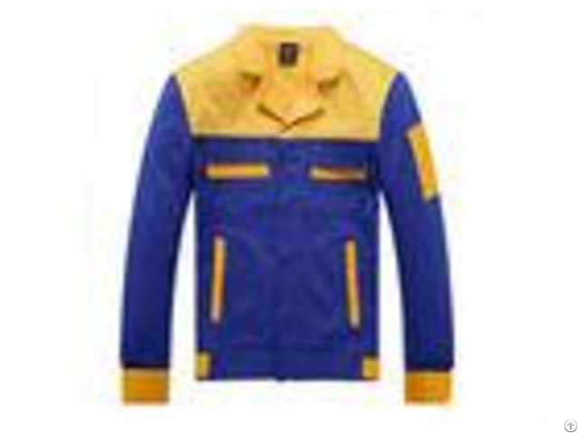 Formal Blue And Yellow Work Overall Jackets Durable With Hit Color Pocket Design