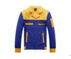 Formal Blue And Yellow Work Overall Jackets Durable With Hit Color Pocket Design