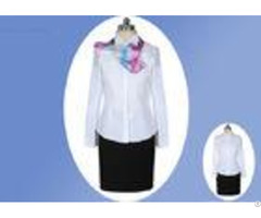 White Fabric Professional Work Uniforms 100 Percent Polyester Cotton With Single Breasted
