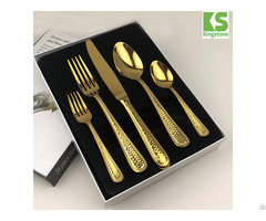 Restaurant Used Black Matt 5pcs Stainless Steel Gold Flatware Set