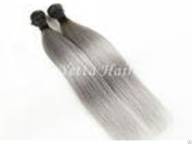 Two Tone Color Peruvian Human Hair Extensions Ombre With Gray Straight