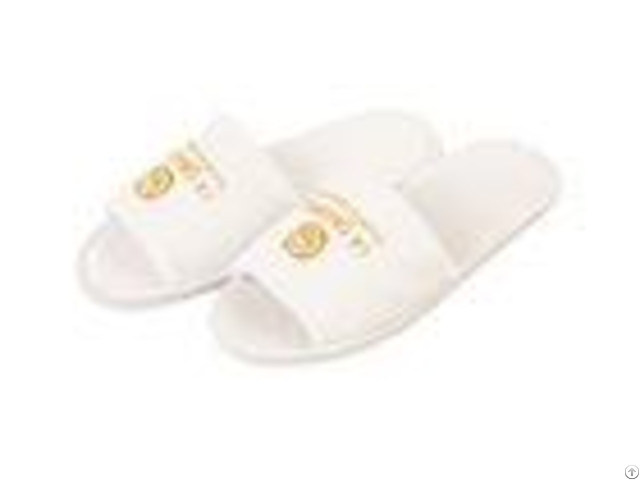 White Velvet Material Disposable Hotel Slippers Solid Imprinted Customized Logo