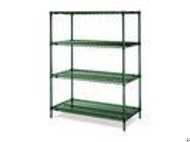 18d Green Epoxy Commercial Wire Shelving Rack For High Moisture Wet Environment