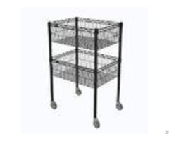 Nsf Approval 2 Layers Commercial Black Kitchen Wire Metal Storage Baskets Shelving