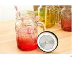 500ml Mason Storage Glass Jar Container With Iron Lid Straw Multi Color