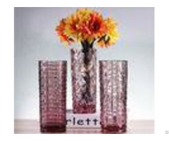 Sweet Pink Tulip Flower Decorative Glass Vases Tall For Bar Decoration