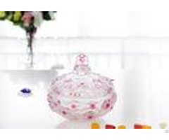 Plum Blossom Pink Candy Bar Glassware With Lid Small Flower Glass Jars Bulk