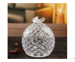 Round Clear Sugar Pot Glass Candy Jar House Glassware Decoration Gift